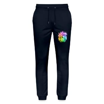 Hippie soul groovy Summer time Good vibes 70s 80s - Stanley/Stella Mover Unisex Organic Jogging Trousers - navy - Front - Marisol (170cm) & Nik (191cm)