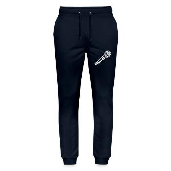 Microphone Hand Drawn - Stanley/Stella Mover Unisex Organic Jogging Trousers - navy - Front - Marisol (170cm) & Nik (191cm)