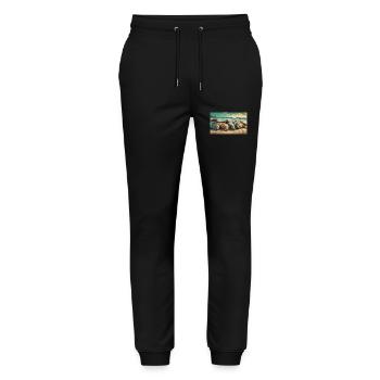 Cute animals chilling – sea lion sleeping beach - Stanley/Stella Mover Unisex Organic Jogging Trousers - black - Front - Marisol (170cm) & Nik (191cm)