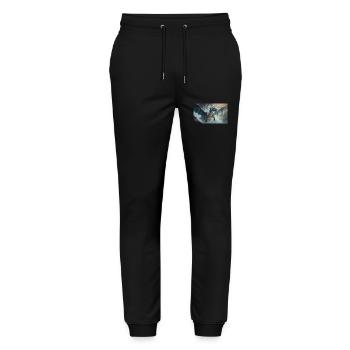 Ein realistischer böser dunkler Drache klettert auf einen Berg - Stanley/Stella Unisex Bio Jogginghose Mover  - Schwarz - Vorne - Marisol (170cm) & Nik (191cm)