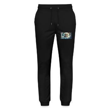 Wortspiel – Katzenwäsche - Stanley/Stella Unisex Bio Jogginghose Mover  - Schwarz - Vorne - Marisol (170cm) & Nik (191cm)