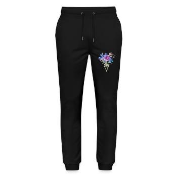 Fleurs Femmes girl power design art style féminin - Pantalon de jogging bio MOVER Stanley/Stella unisexe - noir - Devant - Marisol (170cm) & Nik (191cm)