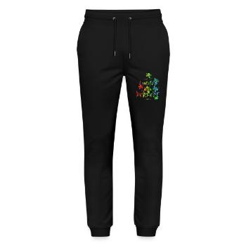 vibes only love quote vector vintage flowers art - Stanley/Stella Mover Unisex Organic Jogging Trousers - black - Front - Marisol (170cm) & Nik (191cm)