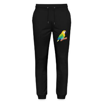 Bunter Papagei Vogel auf Ast - Stanley/Stella Unisex Bio Jogginghose Mover  - Schwarz - Vorne - Marisol (170cm) & Nik (191cm)