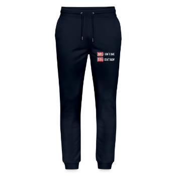 Je m’en fiche Humour Dictons drôles - Pantalon de jogging bio MOVER Stanley/Stella unisexe - marine - Devant - Marisol (170cm) & Nik (191cm)