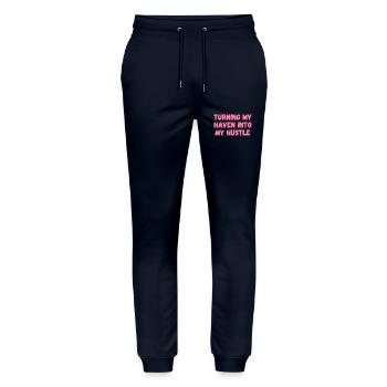 My Haven in My Hustle verwandeln Geschenke für die Hausaufgaben - Stanley/Stella Unisex Bio Jogginghose Mover  - Navy - Vorne - Marisol (170cm) & Nik (191cm)
