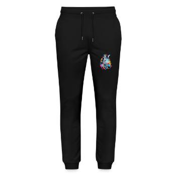 Buntes Zebra - Stanley/Stella Unisex Bio Jogginghose Mover  - Schwarz - Vorne - Marisol (170cm) & Nik (191cm)