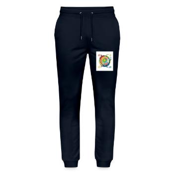 Circle of the World - Stanley/Stella Mover Unisex Organic Jogging Trousers - navy - Front - Marisol (170cm) & Nik (191cm)
