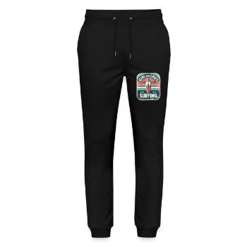 Girl Who Loves Surfing Retro Surfboard - Stanley/Stella Mover Unisex Organic Jogging Trousers - black - Front - Marisol (170cm) & Nik (191cm)
