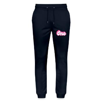 Ein Geburtstag - 1. Geburtstag retro pink - Stanley/Stella Unisex Bio Jogginghose Mover  - Navy - Vorne - Marisol (170cm) & Nik (191cm)