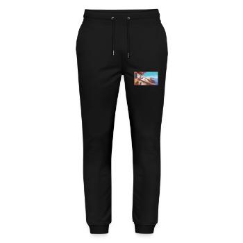 Oia, Santorini, Greece - Pixel Art - Stanley/Stella Mover Unisex Organic Jogging Trousers - black - Front - Marisol (170cm) & Nik (191cm)