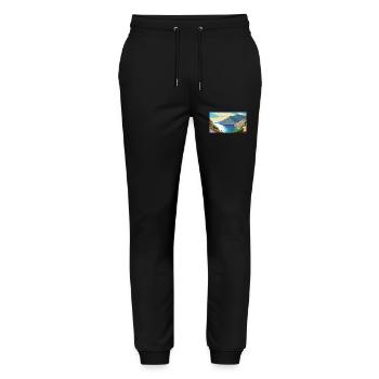 Amalfi Coast, Italy - Pixel Art - Stanley/Stella Mover Unisex Organic Jogging Trousers - black - Front - Marisol (170cm) & Nik (191cm)