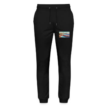 Comino Island, Malta - Pixel Art - Stanley/Stella Mover Unisex Organic Jogging Trousers - black - Front - Marisol (170cm) & Nik (191cm)