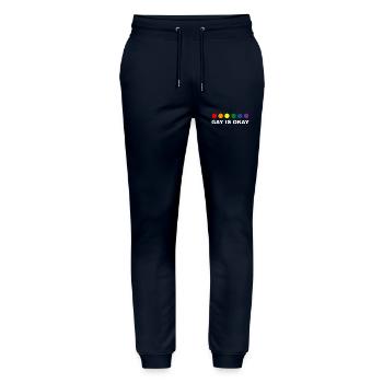 Gay Is Okay - Stanley/Stella Mover Unisex Organic Jogging Trousers - navy - Front - Marisol (170cm) & Nik (191cm)