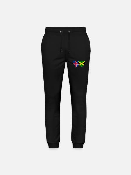 Islande Jamaïque drapeau coeur utilisé - Pantalon de jogging bio MOVER Stanley/Stella unisexe - noir
