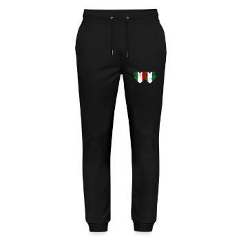 Italy Nigeria flag heart used - Stanley/Stella Mover Unisex Organic Jogging Trousers - black - Front - Marisol (170cm) & Nik (191cm)