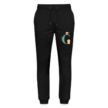 Letter c green jungle animals - Stanley/Stella Mover Unisex Organic Jogging Trousers - black - Front - Marisol (170cm) & Nik (191cm)