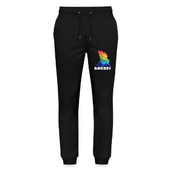 Hockey Feldhockey Hockey-girl Hockeysaison - Stanley/Stella Unisex Bio Jogginghose Mover  - Schwarz - Vorne - Marisol (170cm) & Nik (191cm)