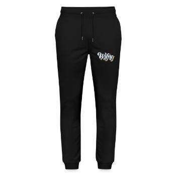 Retro Wifey Matching Couple Wedding Party Mariage - Pantalon de jogging bio MOVER Stanley/Stella unisexe - noir - Devant - Marisol (170cm) & Nik (191cm)