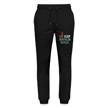 Biathlon Eat Sleep Repeat Winter Sports Ski - Stanley/Stella Mover Unisex Organic Jogging Trousers - black - Front - Marisol (170cm) & Nik (191cm)
