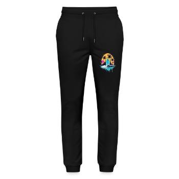 surf plage palmier soleil vacances - Pantalon de jogging bio MOVER Stanley/Stella unisexe - noir - Devant - Marisol (170cm) & Nik (191cm)