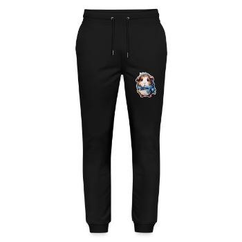 Guinea pig with scarf - Stanley/Stella Mover Unisex Organic Jogging Trousers - black - Front - Marisol (170cm) & Nik (191cm)