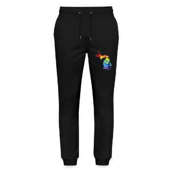 Michigan (United States) | Real Flag | LGBTQIA+ - Stanley/Stella Mover Unisex Organic Jogging Trousers - black - Front - Marisol (170cm) & Nik (191cm)