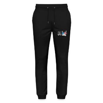 I'm Not 70, I Am 69 Plus 1 Middle Finger Cat Flip - Stanley/Stella Mover Unisex Organic Jogging Trousers - black - Front - Marisol (170cm) & Nik (191cm)