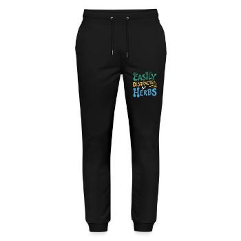 Kräuter-Liebhaber: Leicht abgelenkt - Stanley/Stella Unisex Bio Jogginghose Mover  - Schwarz - Vorne - Marisol (170cm) & Nik (191cm)