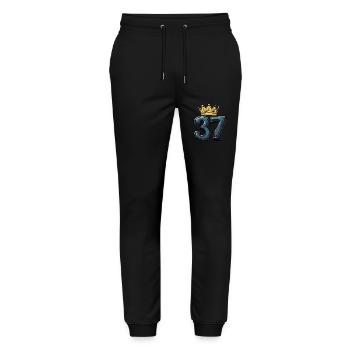 37 Number Krone - Stanley/Stella Mover Unisex Organic Jogging Trousers - black - Front - Marisol (170cm) & Nik (191cm)