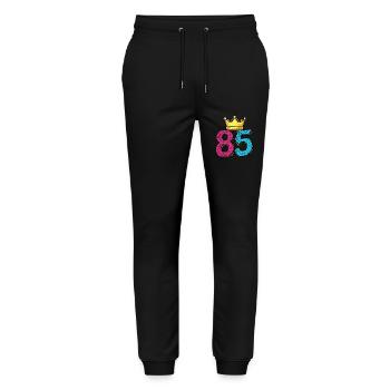 85 Number Crown - Stanley/Stella Mover Unisex Organic Jogging Trousers - black - Front - Marisol (170cm) & Nik (191cm)