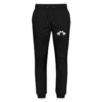 two cute unicorns kissing pink and aqua - Stanley/Stella Mover Unisex Organic Jogging Trousers - black - Front - Marisol (170cm) & Nik (191cm)
