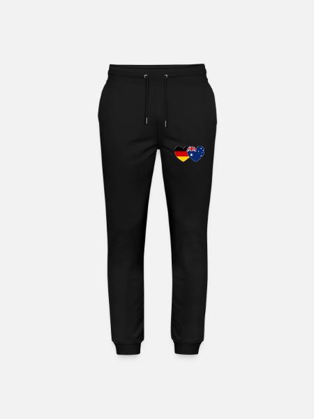 Germany Australia Flag Heart - Stanley/Stella Mover Unisex Organic Jogging Trousers - black