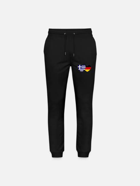 Greece Germany Flag Heart - Stanley/Stella Mover Unisex Organic Jogging Trousers - black