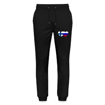 Finland Russia Flag Heart - Stanley/Stella Mover Unisex Organic Jogging Trousers - black - Front - Marisol (170cm) & Nik (191cm)