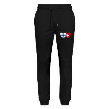 Finnland Schweiz Flagge Herz - Stanley/Stella Unisex Bio Jogginghose Mover  - Schwarz - Vorne - Marisol (170cm) & Nik (191cm)