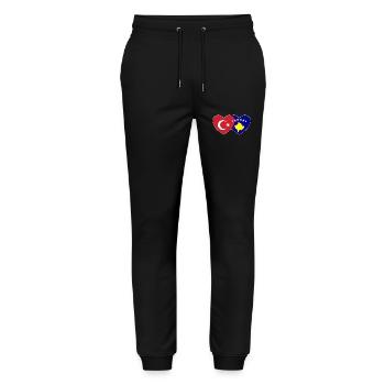 Türkei Kosovo Flagge Herz vereint - Stanley/Stella Unisex Bio Jogginghose Mover  - Schwarz - Vorne - Marisol (170cm) & Nik (191cm)