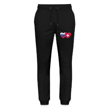 Slovénie Suisse Flag Heart - Pantalon de jogging bio MOVER Stanley/Stella unisexe - noir - Devant - Marisol (170cm) & Nik (191cm)