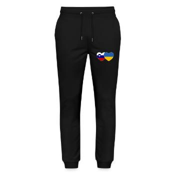 Slovénie Ukraine Flag Heart - Pantalon de jogging bio MOVER Stanley/Stella unisexe - noir - Devant - Marisol (170cm) & Nik (191cm)