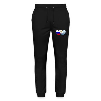 Russia Uruguay Flag Heart - Stanley/Stella Mover Unisex Organic Jogging Trousers - black - Front - Marisol (170cm) & Nik (191cm)