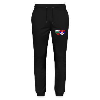 Bulgaria Serbia Flag Heart - Stanley/Stella Mover Unisex Organic Jogging Trousers - black - Front - Marisol (170cm) & Nik (191cm)