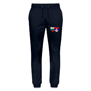 Bulgaria Serbia Flag Heart - Stanley/Stella Mover Unisex Organic Jogging Trousers - navy - Front - Marisol (170cm) & Nik (191cm)