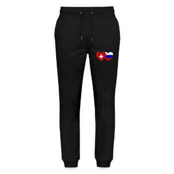 Schweiz Russland Flagge Herz - Stanley/Stella Unisex Bio Jogginghose Mover  - Schwarz - Vorne - Marisol (170cm) & Nik (191cm)