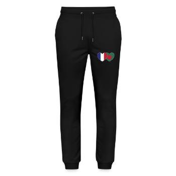 France Bangladesh Flag Heart - Pantalon de jogging bio MOVER Stanley/Stella unisexe - noir - Devant - Marisol (170cm) & Nik (191cm)