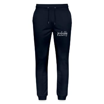 Probably Late For Something. Always Late - Stanley/Stella Mover Unisex Organic Jogging Trousers - navy - Front - Marisol (170cm) & Nik (191cm)