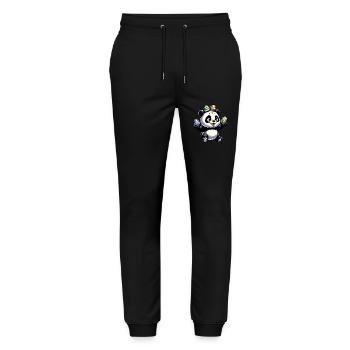 Cute Panda & Funny Easter Eggs - Stanley/Stella Mover Unisex Organic Jogging Trousers - black - Front - Marisol (170cm) & Nik (191cm)