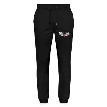 Ich liebe Norwegen Design T-Shirt Outfit - Stanley/Stella Unisex Bio Jogginghose Mover  - Schwarz - Vorne - Marisol (170cm) & Nik (191cm)