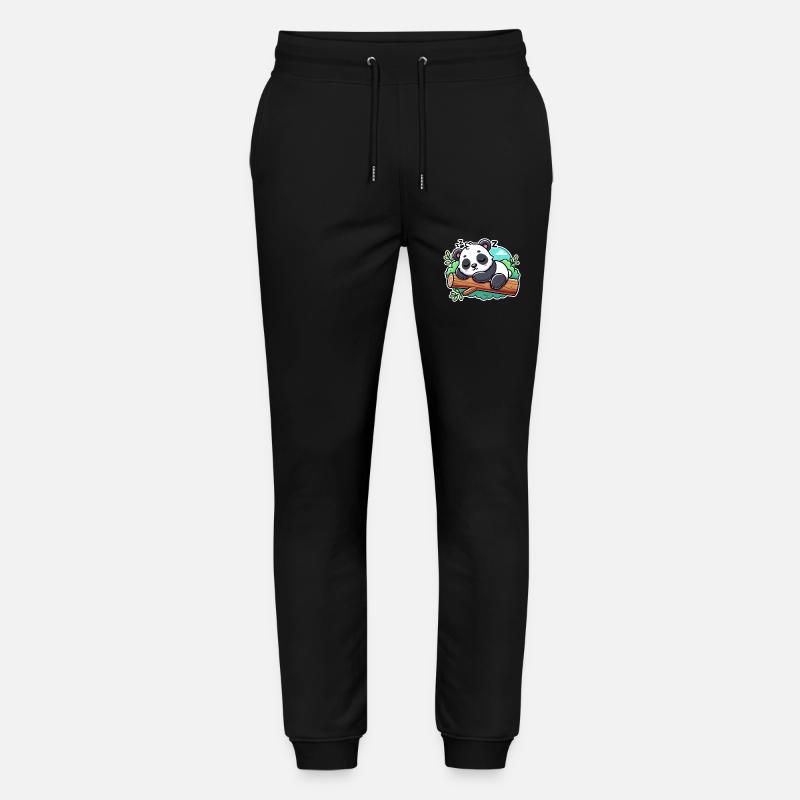 Sleeping panda on a branch - Stanley/Stella Mover Unisex Organic Jogging Trousers - black
