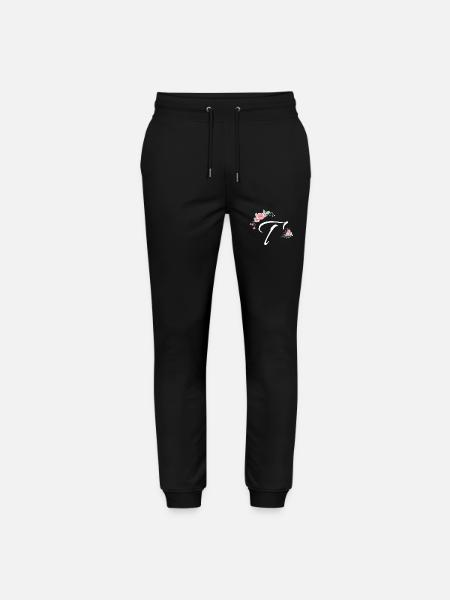 Letter and flowers - Stanley/Stella Mover Unisex Organic Jogging Trousers - black