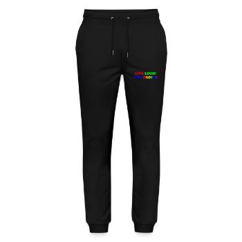 Live Loud - Live Proud - LGBTQ+ - gay - lesbian - Stanley/Stella Mover Unisex Organic Jogging Trousers - black - Front - Marisol (170cm) & Nik (191cm)